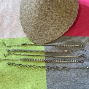 5 Pieces Adjustable Silver Stainless Steel Bracelets